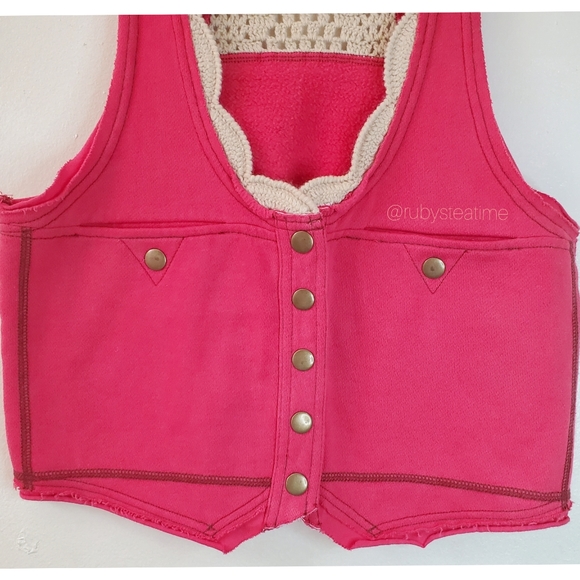 Barbiecore Pink, Barbie, PEOPLE Boho Festival Pink Knit & Crochet Vest - Picture 4 of 14